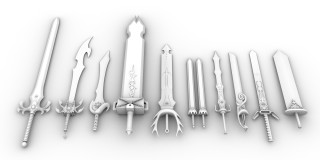 Tools arranged row white surface - ambient occlusion free wallpaper for desktop