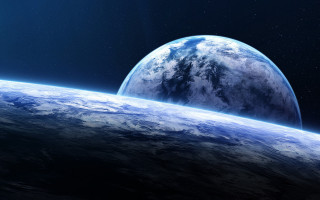Blue planet distant star space - a blue planet free wallpaper