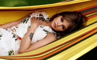 Hammock girl tattoo fashion floral - her arm and chest free wallpaper