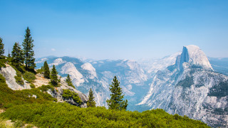 Mountain forest lake sky field - the side of it free wallpaper