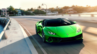 Green sports car highway bridge - a highway next free wallpaper