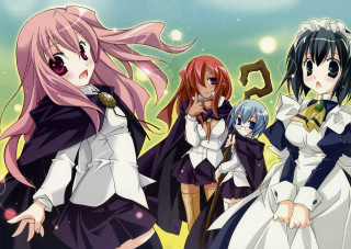 Anime girls sky background numbers - a group of anime girls free wallpaper