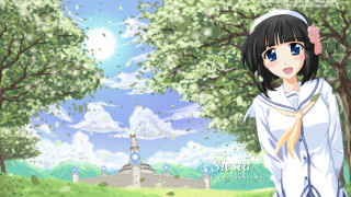Anime girl tree sky building - a sky background and a building in the background free wallpaper