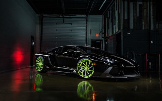 Black car neon green wheels - andrew law free wallpaper
