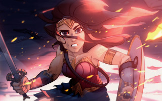 Woman flaming sword blood fire - a sword and a sword free wallpaper
