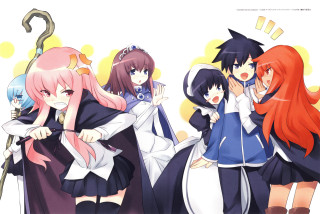 Anime girls group white background 16 - a yellow light free wallpaper