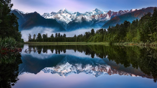 Mountain range reflection lake forest 2 - reflection free wallpaper