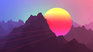 Colorful mountain landscape sunset silhouette - low free wallpaper