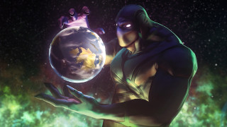 Woman crystal ball starry sky - the sky behind her free wallpaper