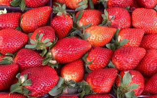 Strawberry basket closeup food berry - a table top free wallpaper