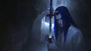 Woman sword dark forest light - a sword free wallpaper for desktop
