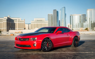 Red car cityscape skyscrapers 3d - skyscraper free wallpaper