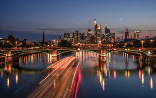 City skyline bridge river night 5 - a matte painting free wallpaper for desktop