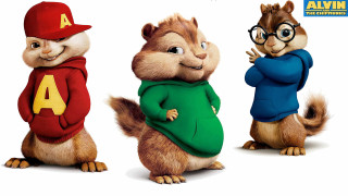 Chipmunks sweaters hats standing row - their arm free wallpaper for desktop