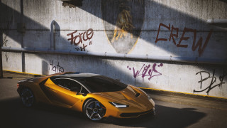Yellow sports car graffiti wall 2 - a yellow sports car free wallpaper