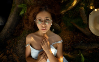 Woman glasses white dress forest - anka zhuravleva free wallpaper