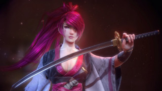 Pink haired samurai portrait katana - a sword and a sword free wallpaper
