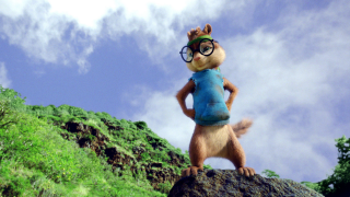 Cartoon squirrel glasses rock sky - glass free wallpaper