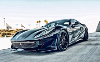 Black sports car road ramp - matte finish free wallpaper