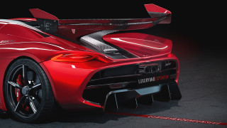 Red sports car large wing 2 - display free wallpaper