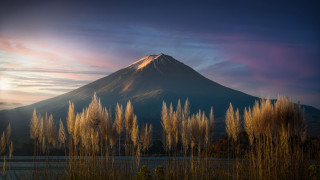 Mountain lake trees sunset cityscape - murata range free wallpaper