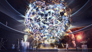 Holographic sphere city stars fireworks - many free wallpaper