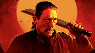 Blood moon man with katana - a knife in front free wallpaper