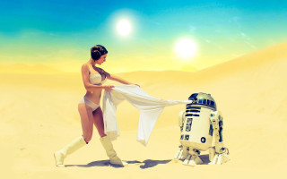 Woman robot desert bathing suit - war free wallpaper