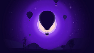 Purple night sky hotairballoon stars - a hot air balloon free wallpaper