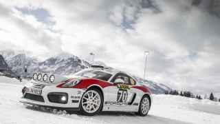White red car snowy road - car free wallpaper