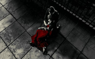Couple bench dark room red - a couple sitting free wallpaper