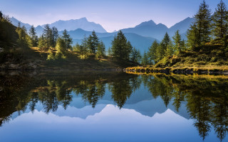 Lake mountains trees sky clouds 27 - tree and mountains free wallpaper