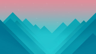 Blue mountain landscape pink sky - geometric abstract art free wallpaper