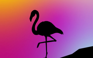 Flamingo silhouette hill pink purple - surreal free wallpaper