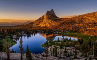 Mountain lake forest sunset sky 4 - ansel adams free wallpaper