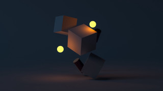 Cube glowing lights run night - beeple free wallpaper