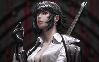 Woman sword gun knife fantasy - holding free wallpaper