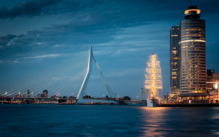 City skyline bridge building night 2 - arie smit free wallpaper