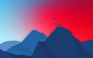 Mountain bird redsky flying flock - dai xi free wallpaper