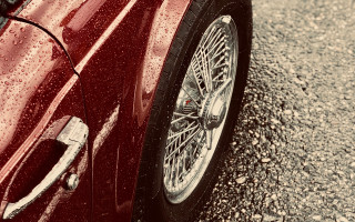 Red car rainy tires night - the side of the road free wallpaper