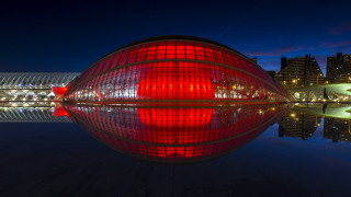Red lake city night abstract - deconstructivism free wallpaper