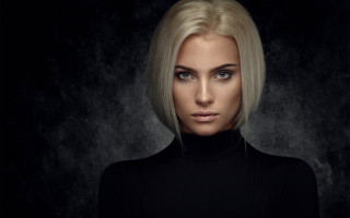 Blonde woman black shirt dark - elke vogelsang free wallpaper