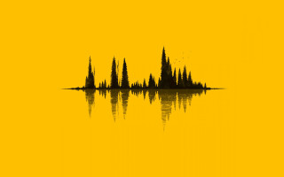 Yellow sky mountain silhouette fullmoon - analytical art free wallpaper