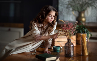 Young girl book vase flowers - elinor proby adams free wallpaper