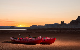 Canoes beach sunset rock formation - daren bader free wallpaper