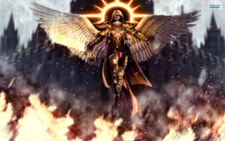 Person wings halo painting artwork - their head free wallpaper