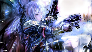 Woman futuristic armor blue eyes - a futuristic outfit free wallpaper