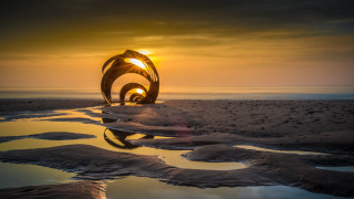 Beach sunset abstract sculpture ocean - the cloud free wallpaper