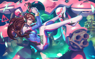 Futuristic woman floating robot gun - a futuristic suit free wallpaper