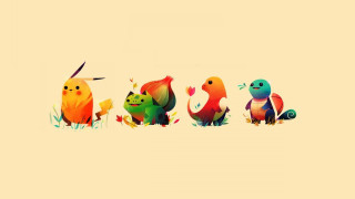 Colorful pokemon starters pixel art - colorful bird free wallpaper